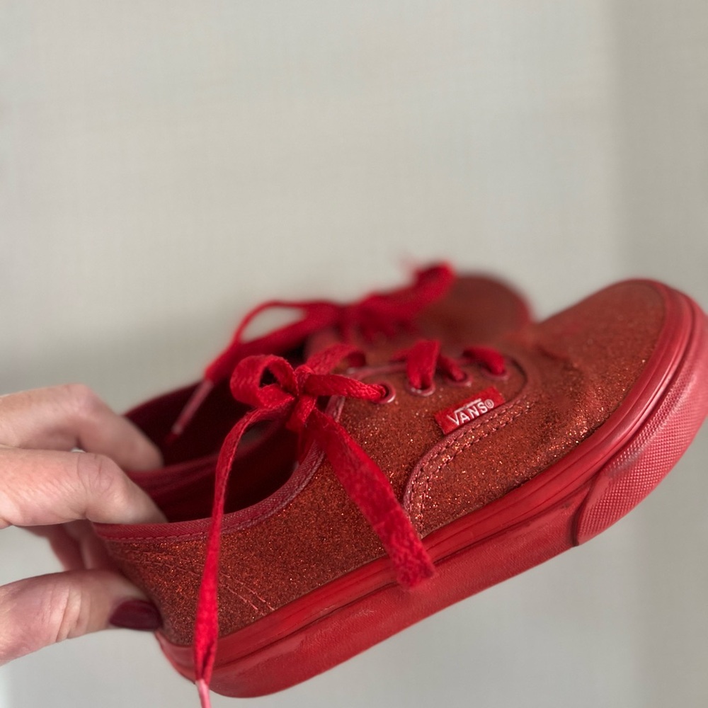 Vans Kids Sparkling Red Sneakers - Picture 1 of 5